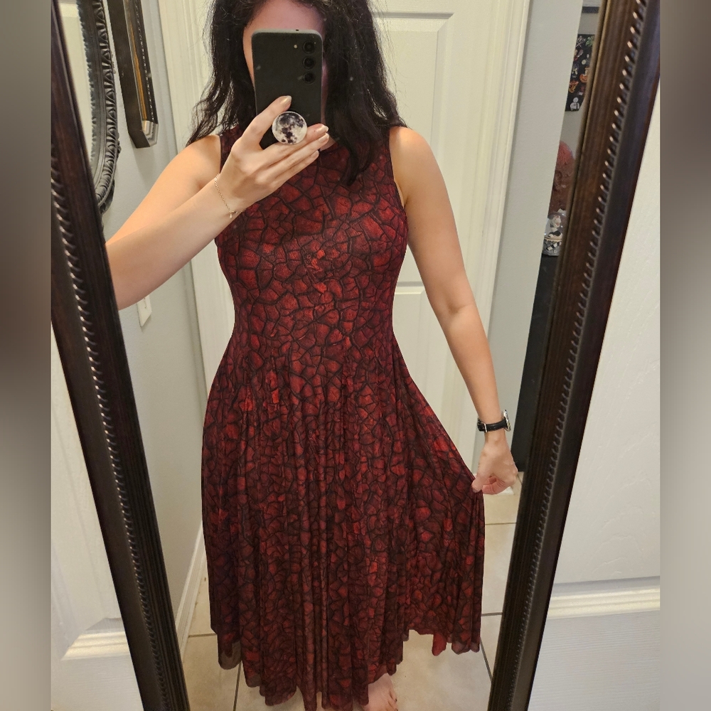 Blackmilk Cracked Earth Print Midi Dress